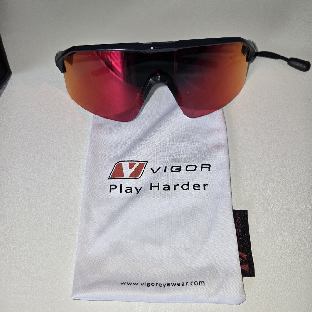 NWT Vigor Mystic Black and Orange / Yellow Sports Sunglasses - Picture 5 of 8